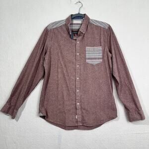 7 Diamonds Cotton Flannel Long Sleeve Button Down Shirt Men’s Large Striped